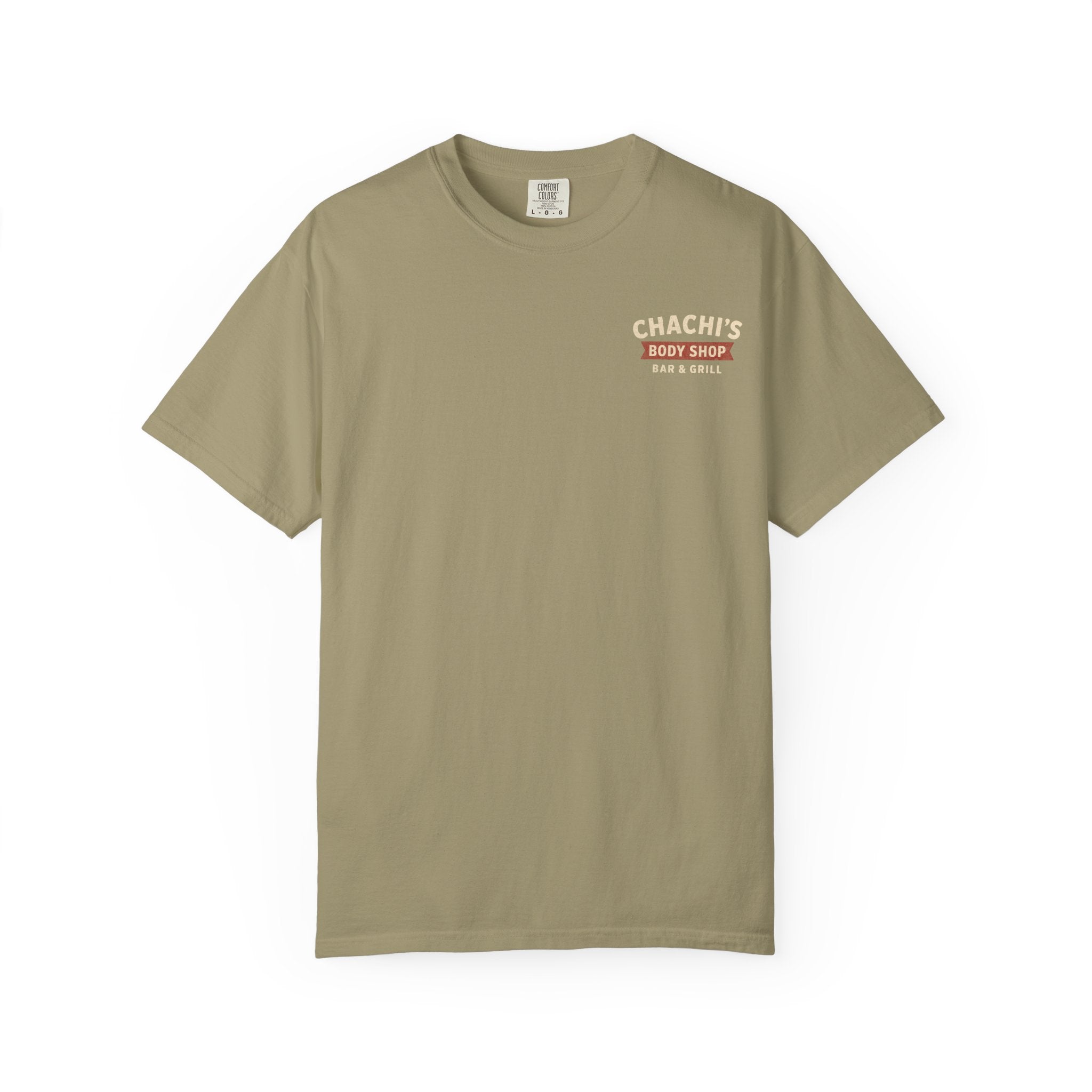 Chachi's Body Shop Bar & Grill T-Shirt: Come in Wrecked, Leave Totaled - J Pop's Closet