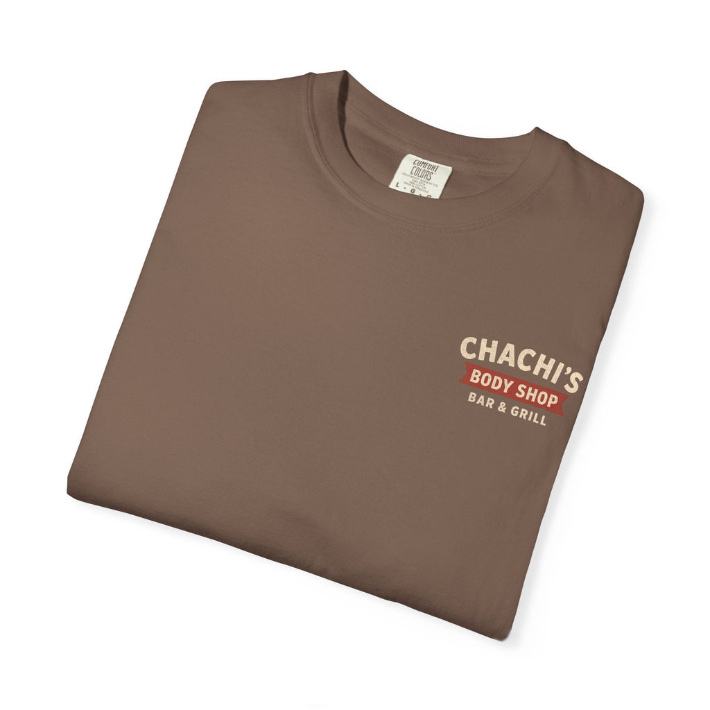 Chachi's Body Shop Bar & Grill T-Shirt: Come in Wrecked, Leave Totaled - J Pop's Closet