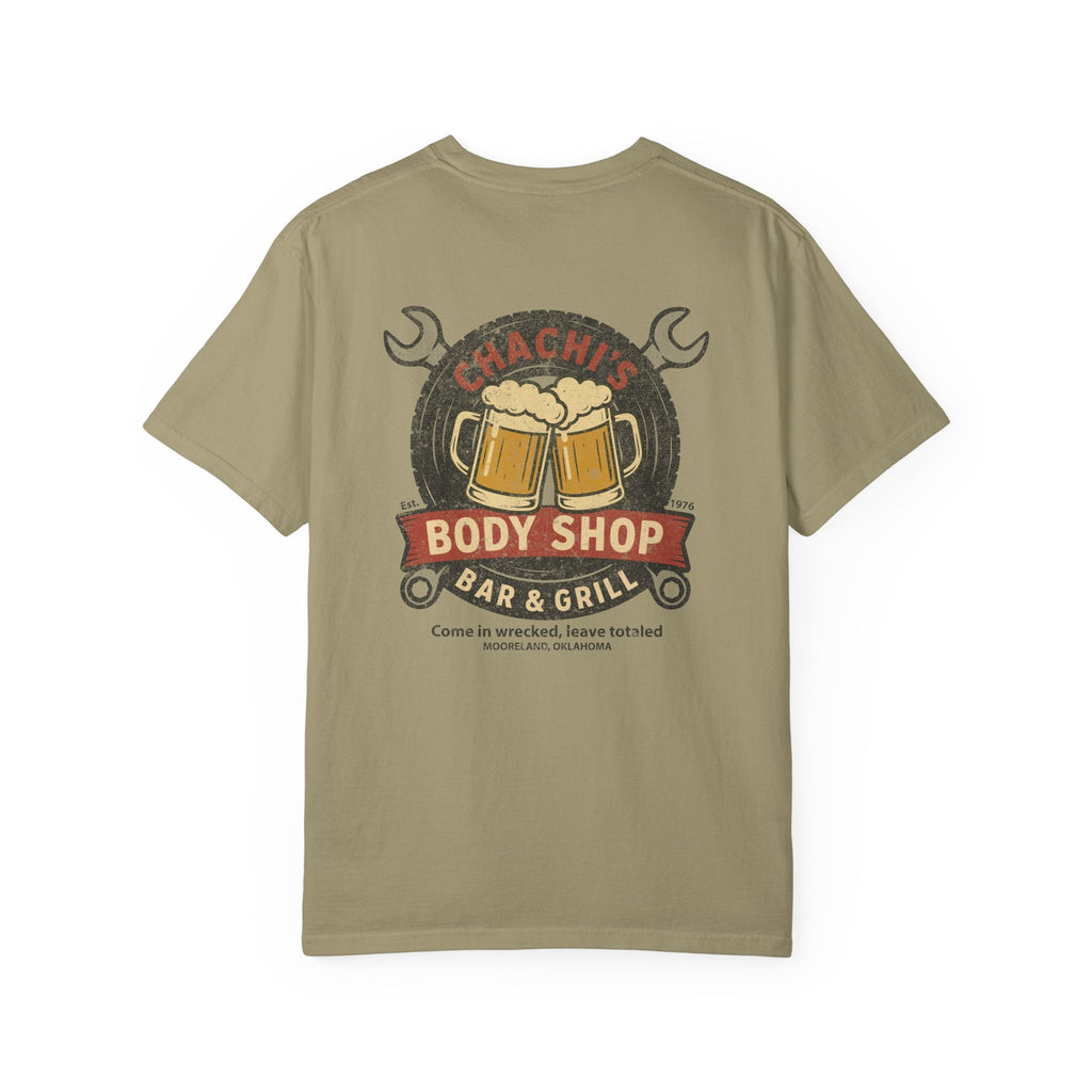 Chachi's Body Shop Bar & Grill T-Shirt: Come in Wrecked, Leave Totaled - J Pop's Closet